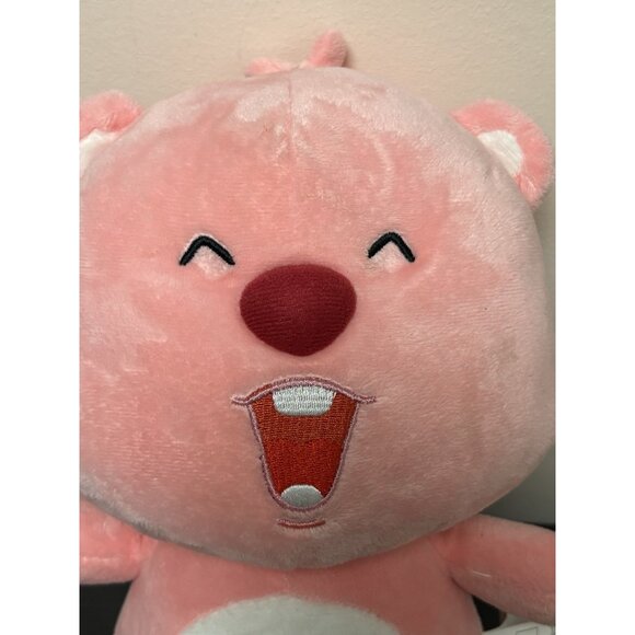 Zanmang Loopy Pink Beaver Plush Stuffed Animal 10” Happy Face Closed Eyes Toy - Picture 3 of 8